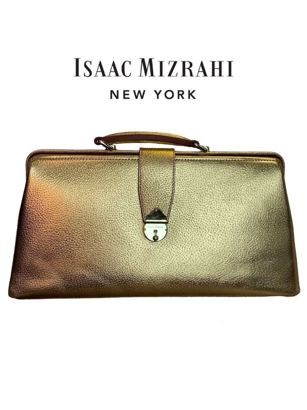 ISAAC Mizrahi Gold metallic doctors bag purse